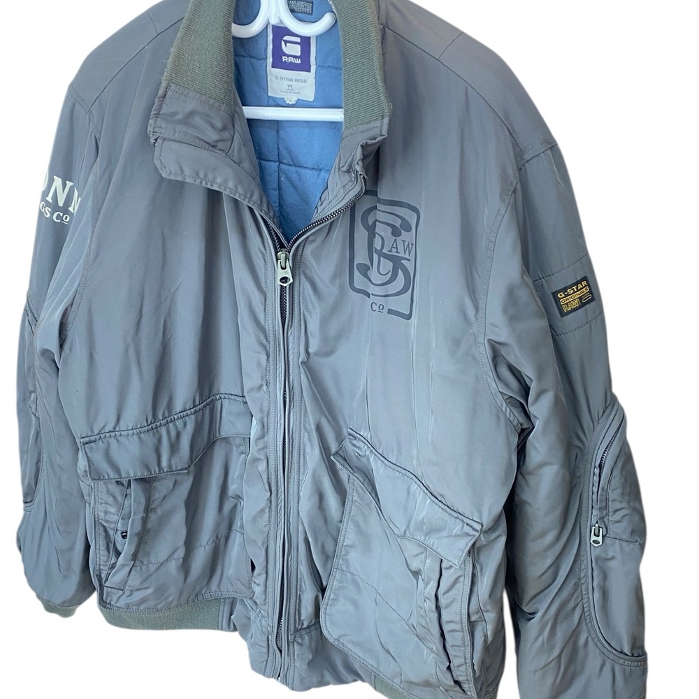 G-Star RAW Men’s Army Art Bomber Jacket Gray XXL Logo Back Military